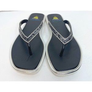 Aloha Island Flip Flops, Rhinestones, Bk, Women’s , Size 8